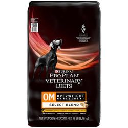 Purina Pro Plan Veterinary Diets OM Select Blend Overweight Management with Chicken Canine Formula Dry Dog Food, 18 lbs.