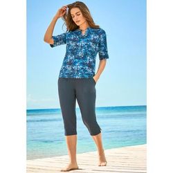 Plus Size Women's Three-Quarter Sleeve Swim Tee by Swim 365 in Blue Medallion (Size 22/24) Rash Guard