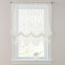 Vintage Lace Balloon Shade by BrylaneHome in Ivory Window Curtain