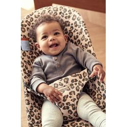 BabyBjrn Bouncer Bliss, Dark Gray Frame Classic Quilt Cotton Beige Leopard