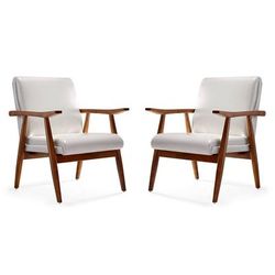 ArchDuke White and Amber Faux Leather Accent Chair (Set of 2) - Manhattan Comfort 2-AC001-WH