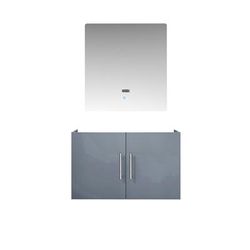 30 inch Dark Grey Single Vanity with no Top and 30 inch LED Mirror - Lexora Home LG192230DB00LM30