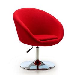 Hopper Red and Polished Chrome Wool Blend Adjustable Height Chair - Manhattan Comfort AC036-RD