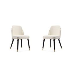 Estelle Cream and Black Faux Leather Dining Chair (Set of 2) - Manhattan Comfort 2-DC042-CR