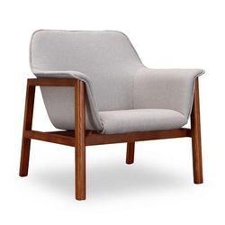 Miller Grey and Walnut Linen Weave Accent Chair - Manhattan Comfort AC007-GY