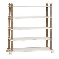 White Wood Farmhouse Shelving Unit, 75 " x 37 " x 14 " by Quinn Living in Dark Brown