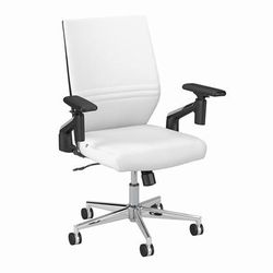 Broadview Mid Back Leather Office Chair in White - Bush Furniture BDCH2701WHL-Z