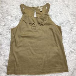 J. Crew Tops | J Crew Embellished Neck Sleeveless Top Sz 6 | Color: Tan | Size: 6