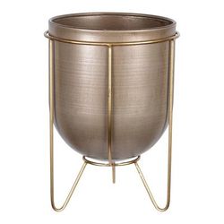 Stratton Home Decor Modern Large Bronze Embossed Metal Plant Stand - Stratton Home Décor S42530