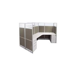 67"H Value Series Taupe Fabric 3-Person Cubicle - 131" x 114" Starter Workstation