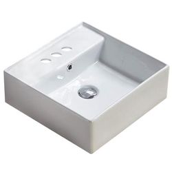 16-in. W Above Counter White Vessel For 3H4-in. Center Drilling - American Imaginations AI-28266