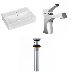 19.75-in. W Above Counter White Vessel Set For 1 Hole Center Faucet - American Imaginations AI-34096
