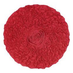 Bell Flower Round Bath Rug Collection by Home Weavers Inc in Red (Size 30" ROUND)