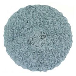 Bell Flower Round Bath Rug Collection by Home Weavers Inc in Blue (Size 30" ROUND)