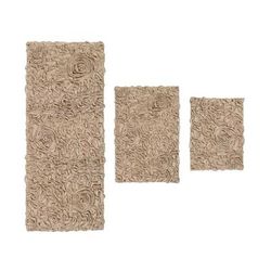 Bell Flower 3 Piece Bath Rug Collection by Home Weavers Inc in Linen
