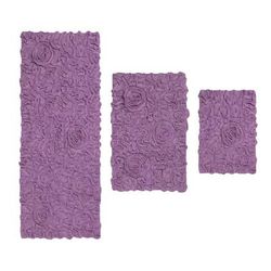 Bell Flower 3 Piece Bath Rug Collection by Home Weavers Inc in Purple