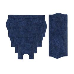 Waterford 5 Piece Set Bath Rug Collection by Home Weavers Inc in Navy