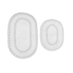 Hampton Crochet 2 Piece Bath Rug Collection by Home Weavers Inc in White