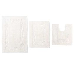 Classy Bathmat 3 Piece Bath Rug Collection by Home Weavers Inc in Ivory