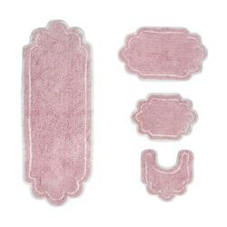 Allure 4 Piece Set Bath Rug Collection by Home Weavers Inc in Pink