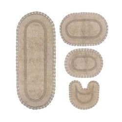 Hampton Crochet 4 Piece Bath Rug Collection by Home Weavers Inc in Linen