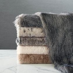 Luxury Faux Fur Throw - Chinchilla Gray Ombre, 68" x 88" - Frontgate