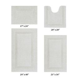 Lux Collections Bath Mat Rug 4 Piece Set (17" X 24" | 20" X 20" | 21" X 34" | 24" X 40") by Better Trends in Ivory