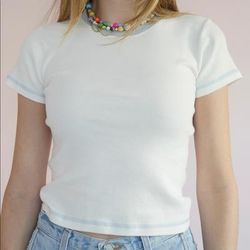 Brandy Melville Tops | Brandy Melville Baby Tee | Color: Blue/White | Size: One Size
