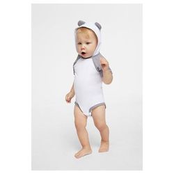 Rabbit Skins 4417 Infant Character Hooded Bodysuit with Ears in Blended White/Vintage Heather size 12MOS | Cotton