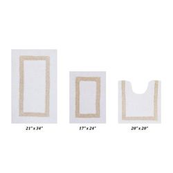 Hotel Collectionis Bath Mat Rug 3 Piece Set (17" x 24" | 20" x 20" | 21" x 34") by Better Trends in White Sand