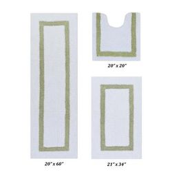 Hotel Collectionis Bath Mat Rug 3 Piece Set (20" x 20" | 21" x 34" | 20" x 60") by Better Trends in White Sage