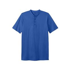 Men's Big & Tall Shrink-Less Lightweight Henley Longer Length T-Shirt by KingSize in Heather Navy (Size 7XL) Henley Shirt