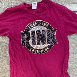 Pink Victoria's Secret Tops | Like New- Vs Pink Tee With Sequins | Color: Pink | Size: Xs