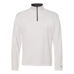 Badger Sport 4102 Men's Lightweight Long-Sleeve Quarter-Zip Performance Pullover T-Shirt size Large | Polyester BG4102