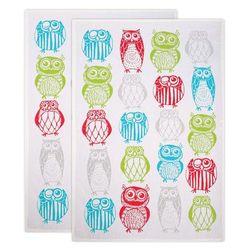 Designer Print Towel Set/2 by Mu Kitchen in Multi Owls