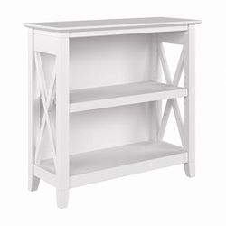 Bush Furniture Key West Small 2 Shelf Bookcase in Pure White Oak - KWB124WT-03