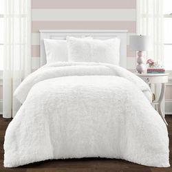 Emma Faux Fur Comforter White 2Pc Set Twin-XL - Lush Decor 16T008193