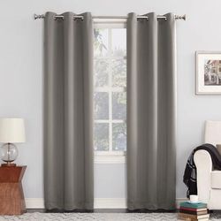 Wide Width Sun Zero Blackout Greenwich Grommet Panel by BrylaneHome in Grey (Size 40" W 63" L)