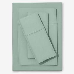 Solid Damask 6-PC. Sheet Set by BrylaneHome in Seaglass (Size KING)