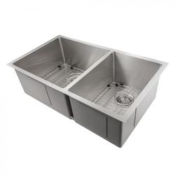 ZLINE Chamonix 33 Inch Undermount Double Bowl Sink in Stainless Steel (SR60D-33) - ZLINE Kitchen and Bath SR60D-33