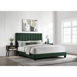 Picket House Furnishings Colbie Upholstered Queen Platform Bed with Nightstands in Emerald - Picket House Furnishings UCY3702QBE