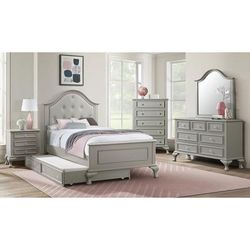 Picket House Furnishings Jenna Full Panel Bed w/Trundle in Grey - Picket House Furnishings JS300FTB