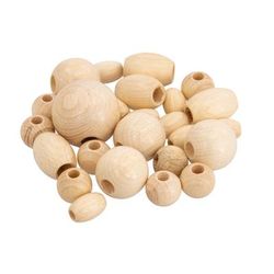Perles en bois, 14–40 mm, 25 pièces