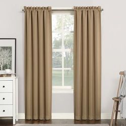 Wide Width Sun Zero Blackout Greenwich Rod-Pocket Panel by BrylaneHome in Taupe (Size 40" W 95" L)