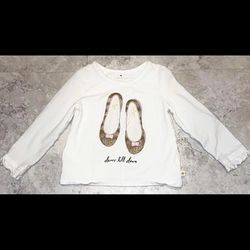 Kate Spade Shirts & Tops | Kate Spade New York Girl's Toddler Long Sleeve Ballerina Shirt Size 3 | Color: Cream/Gold | Size: 3tg