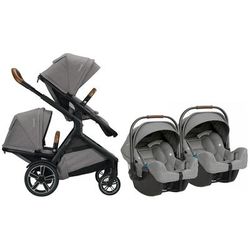 Nuna DEMI Grow + PIPA Twin Travel System Bundle - Frost/Frost
