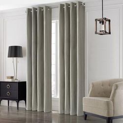 Wide Width Thermaplus Edison Indoor Single Grommet Curtain Panel by Commonwealth Home Fashions in Light Grey (Size 52" W 84" L)