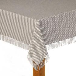 Homespun Check Woven Tablecloth by LINTEX LINENS in Gray (Size 70" ROUND)