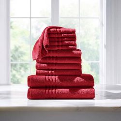 12-Pc. Zero-Twist Bath Towel Set by BrylaneHome in Red