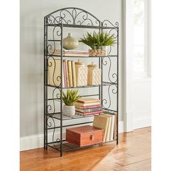 5-Tier Metal Scroll Folding Bookcase by BrylaneHome in Black